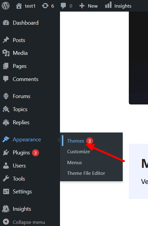 wordpress appearance themes menu