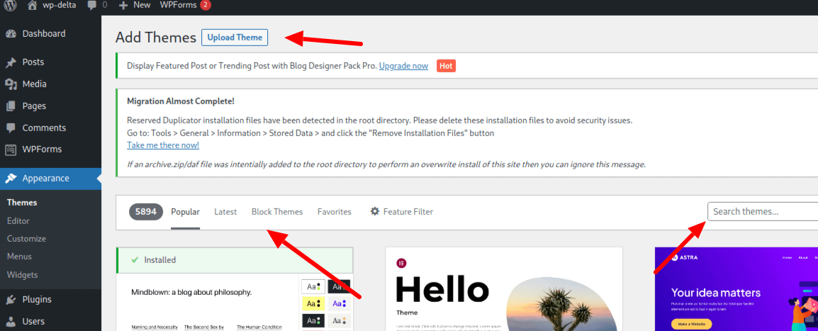 wordpress themes add new theme